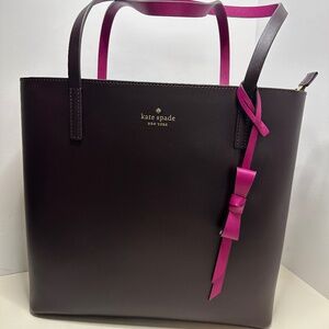 Kate Spade Chocolate Cherry Lawton Way Rose Tote